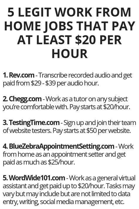 An Advertisement For The 5 Legit Work From Home Jobs That Pay At Least