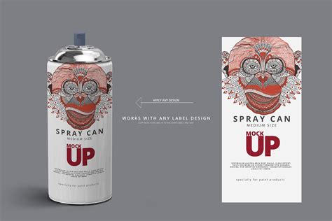 中等尺寸的喷雾罐展示样机 Spray Can Mockup Medium Size Psd 设计小咖