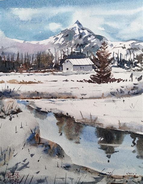 Watercolor painting winter landscape 🎨 : r/watercolorpractice