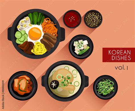 Food Illustration : Korean Food Stock Vector | Adobe Stock