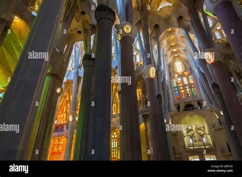 Spain Barcelona Sagrada Familia Interior Stock Photo Alamy