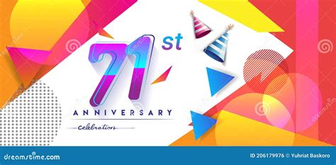 71st Years Birthday Vector Invitation Double Card Seventy One Years