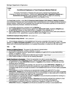 Fillable Online Miottawa FORM Conditional Employee Or Food Employee