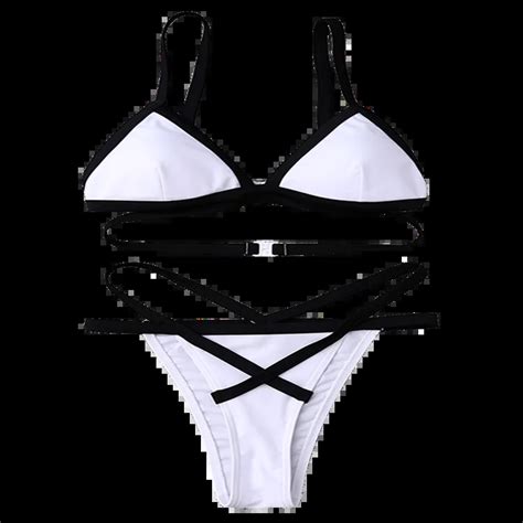 2019 Sexy Bikini Swimsuit Black And White Tie Sexy Three Point Bikini