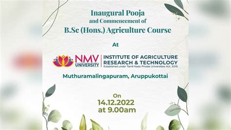 Grand Inaugural Pooja And The Commencement Of B Sc Hons Agriculture