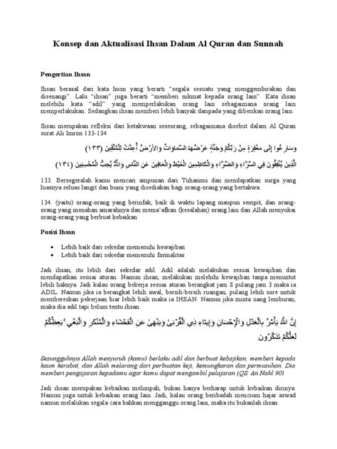 Konsep Dan Aktualisasi Ihsan Dalam Al Quran Dan Sunnah Pdf