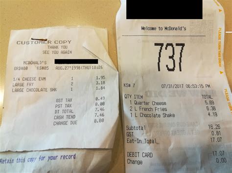 Mcdonalds Receipt From 1998 Vs 2017 R Mildlyinteresting