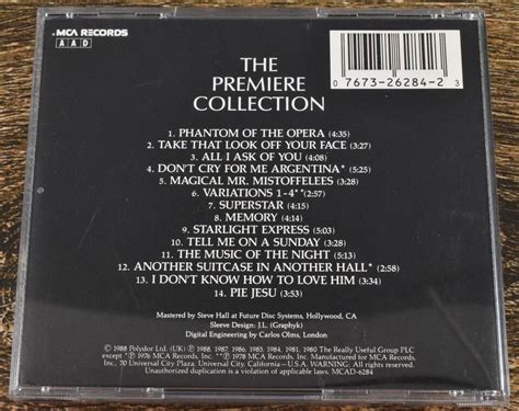 The Premiere Collection Best Of Andrew Lloyd Webber Cd 1988 Mca