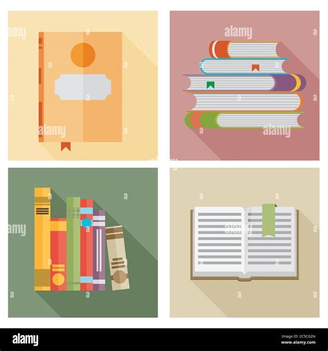 Set Of Books In Flat Design Style Stock Vector Image Art Alamy