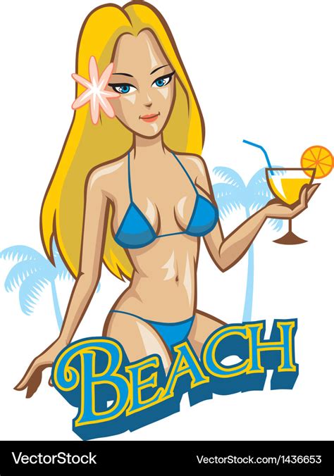 Sexy Beach Girl Wearing Bikini Royalty Free Vector Image