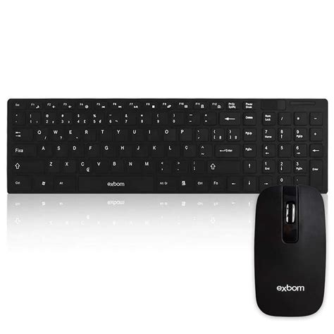 Teclado Mouse Kit Home Office Sem Fio Preto Exbom BK S1000 Shopee Brasil