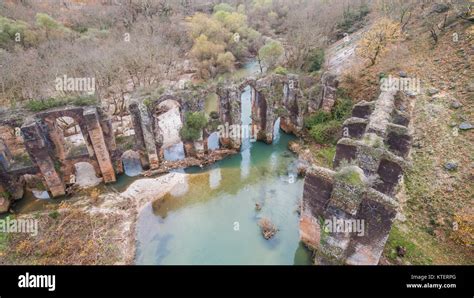 Aerial Drone Image Of The Roman Aqueduct In Nicopolis Preveza Greece