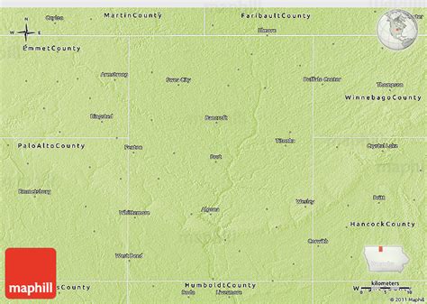 Physical 3D Map Of Kossuth County