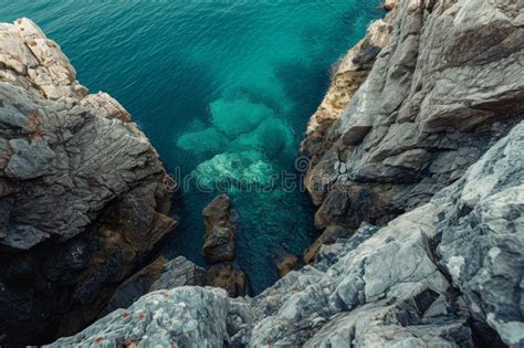 Imagen De Un Cuerpo De Agua Situado Entre Dos Grandes Rocas Que