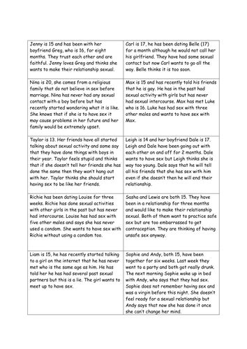 Sre Choosing When To Have Sex Teaching Resources