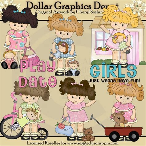 Little Lola Play Date Clip Art Digital Craft Supplies