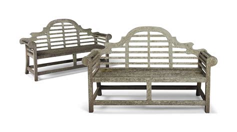 A Pair Of Teak Garden Benches After A Design By Sir Edwin Lutyens