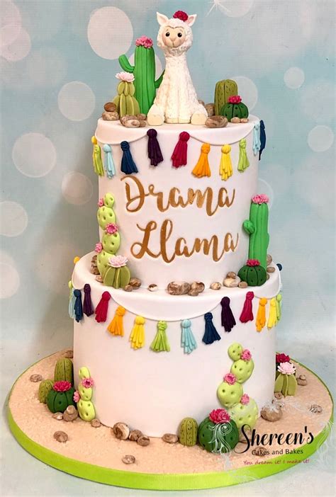 Llama Cactus Birthday Cake Fiesta Cake Kids Cake Cake