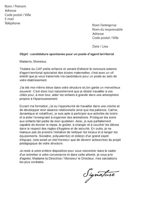 Lettre de motivation Agent Territorial Modèle de Lettre