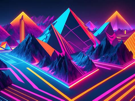 Premium AI Image | Neon geometric landscapes