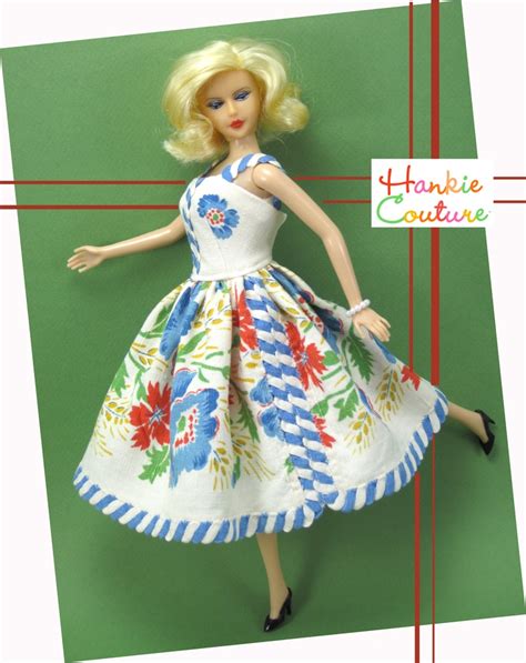 Hankie Couture Flowers Barbie Dress Hankerchief Dress Doll Clothes