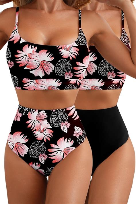 Amazon Herseas 2 Piece High Waisted Bikini Set For Women 2025 Spaghetti Straps Swim Top