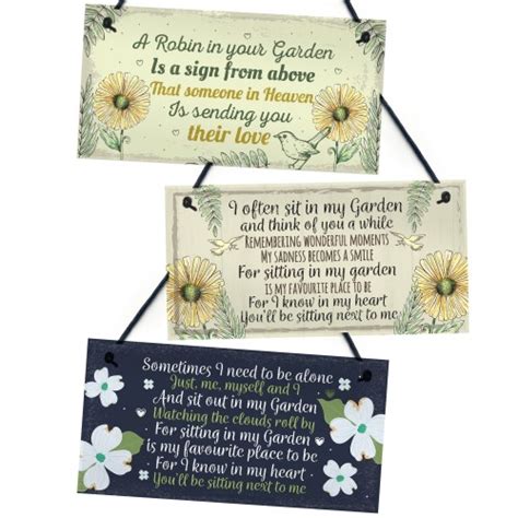 Garden Memorial PACK OF 3 Hanging Signs For Garden Shed