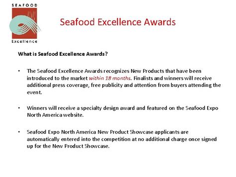 Seafood Excellence Awards What is Seafood Excellence Awards