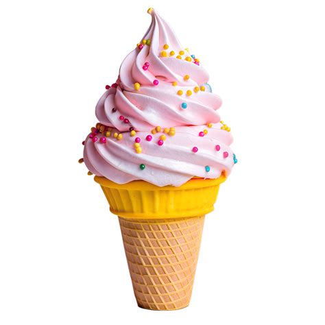 Delicious Pink Soft Serve Ice Cream Cone With Colorful Sprinkles On A Waffle Cone Perfect For