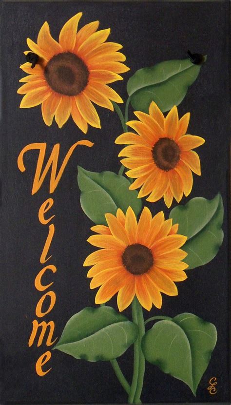 Sunflower Welcome Sign Custom Hand Painted Sign Etsy