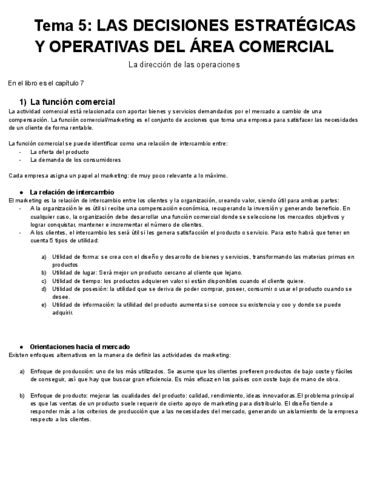 Tema Las Decisiones Estrategicas Y Operativas Del Area Comercial La