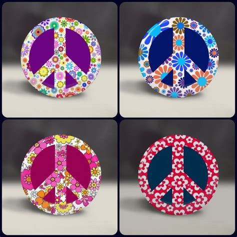 Peace Sign Magnet Set 1 Inch Pin Back Buttons Or Magnets 4 Images