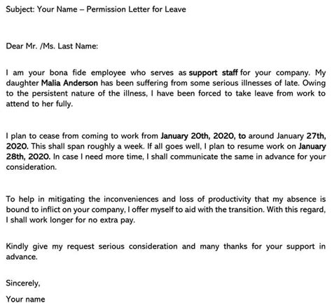 Sample Letter Of Leave Of Absence For Your Needs Letter Template