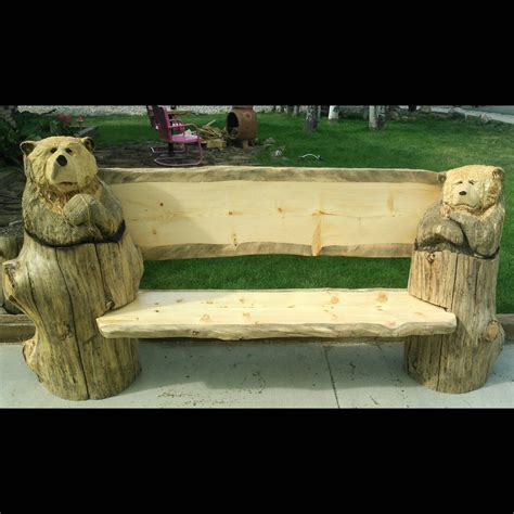 Rustic Bench Chainsaw Carving Large Chainsaw Carved Bench