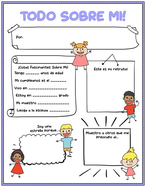 All About Me Worksheet Spanish 20 Free Pdf Printables Printablee