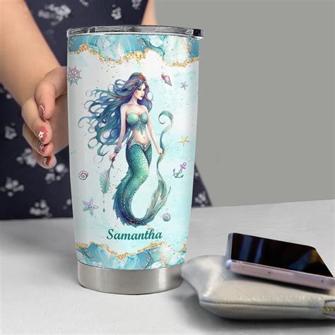 Sandjest Vaso De Sirena Personalizado Estilo Dibujo Vasos De Onzas