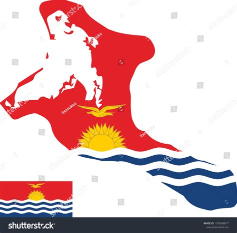 Vector Map Kiribati Flag Isolated White เวกเตอร์สต็อก ปลอดค่า