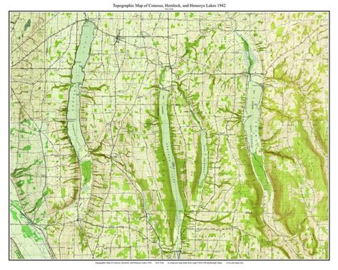 Conesus Hemlock Honeoye Lakes Usgs Old Topographic Map Custom