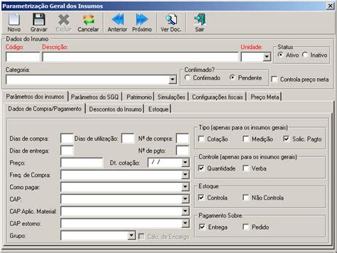 Parametriza O De Insumos Gerais Virtuau Globaltec