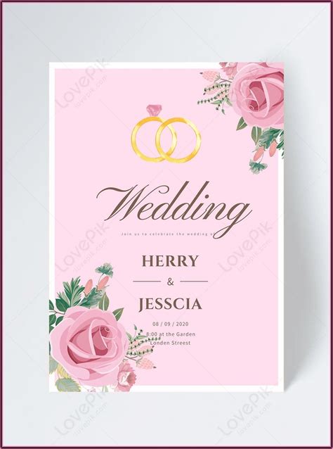 Pink Wedding Invitation Template Invitations Resume Examples