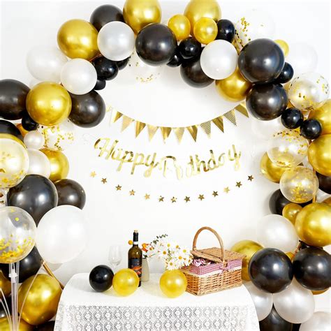 YOYOU Black Gold Balloon MMF7 Garland Arch Kit Black Metallic Chrome