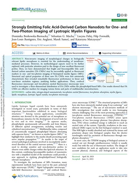 Pdf Strongly Emitting Folic Acid Derived Carbon Nanodots For One And