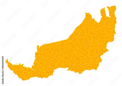 Vector Golden Map Of Sarawak Map Of Sarawak Is Isolated On A White