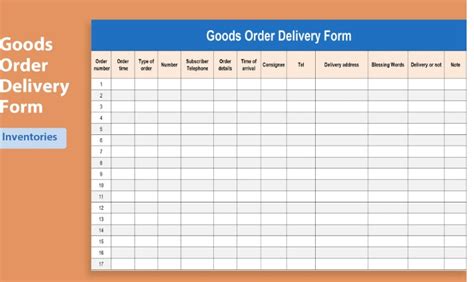 Order Form Excel Template