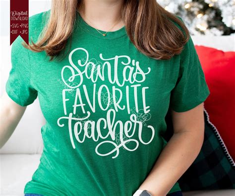 Santas Favorite Teacher Svg Christmas Cricut Design Etsy