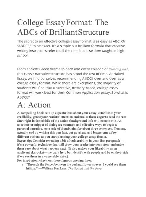 College Essay Format 14 College Essay Format The Abcs Of Brilliant