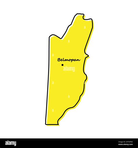 Simple Outline Map Of Belize With Capital Location Stylized Minimal