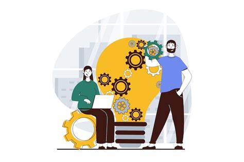 Premium Vector Teamwork Concept With People Scene In Flat Design For