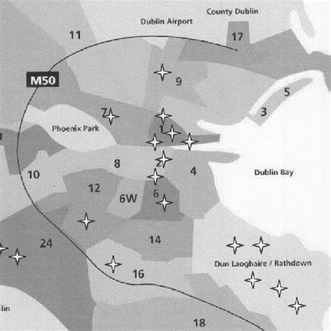 Map of Dublin City and its neighbourhoods (numbers are the postcode... | Download Scientific Diagram