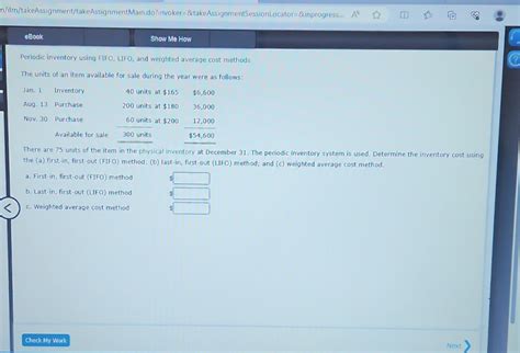 Solved Periodic Inventory Using FIFO LIFO And Weighted Chegg